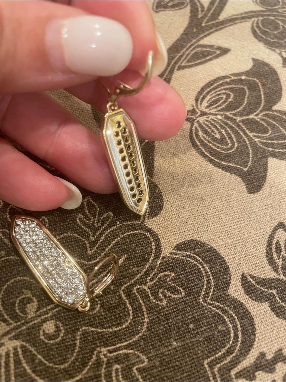 Gold Crystal Pave Drop Earrings - Elegant Women's Jewelry - Picture 2 of 2